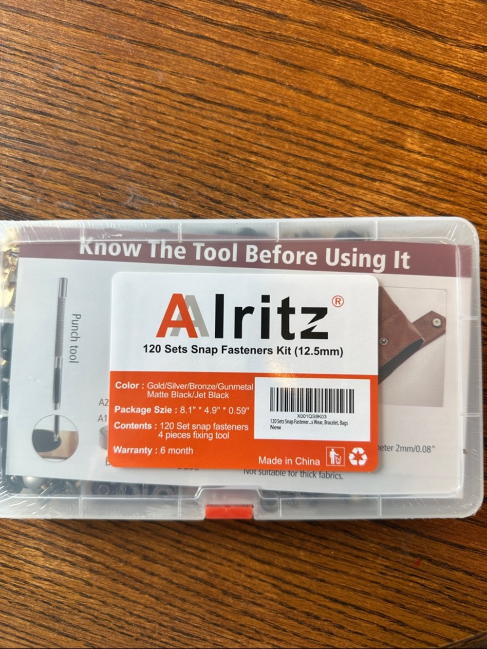 Alritz 120-Set Snap Fasteners Kit (Black/Gold/Silver/Bronze)